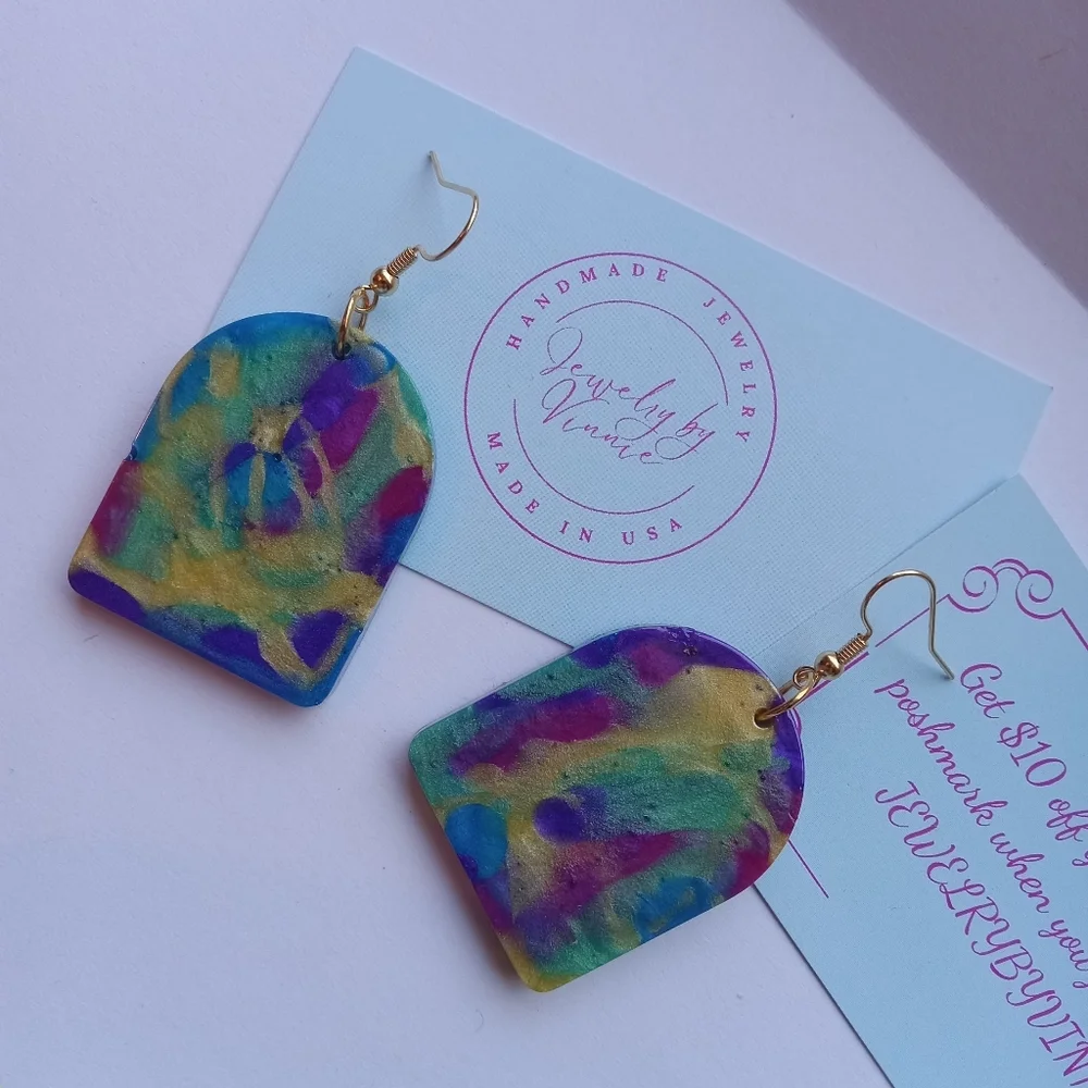 Hand Crafted Multicolor Arch Earrings - Picture 5 of 6